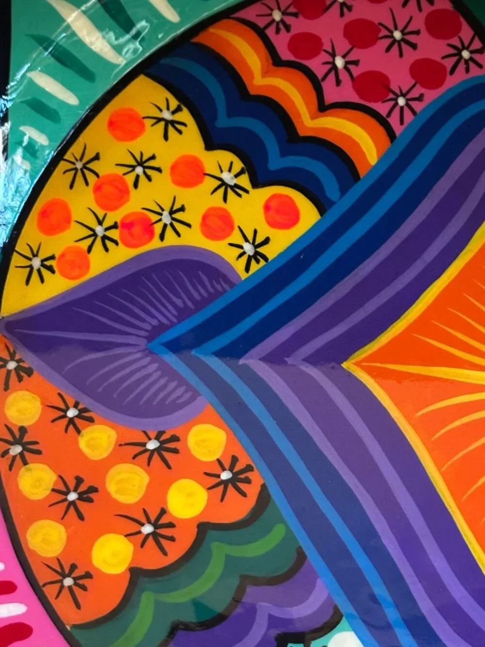 Large Colorful Fish Platter 16” Tropical Wall Decor Plate Coastal Mexican Style